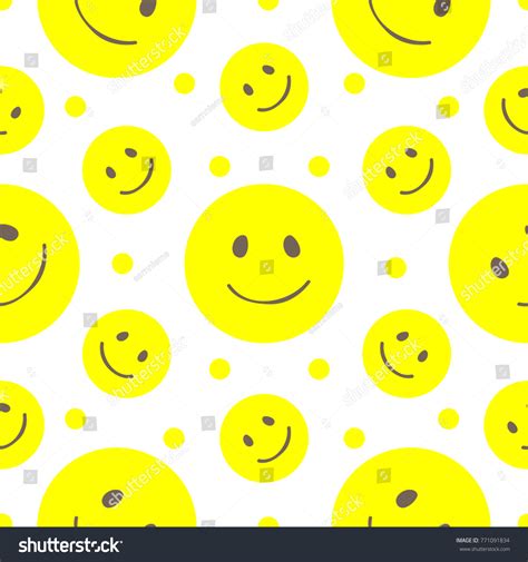 Seamless Pattern Happy Yellow Smilies Face Stock Vector Royalty Free