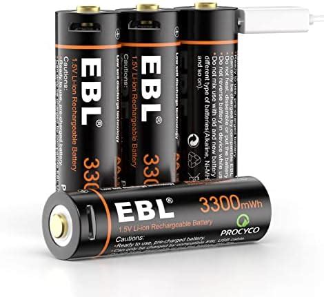 Amazon EBL USB Rechargeable AA Batteries 1 5V Lithium Batteries