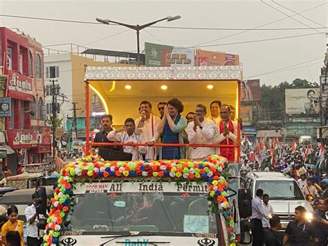 Priyanka Gandhi Vadra Holds Roadshow In Agartala In Support Of Congress