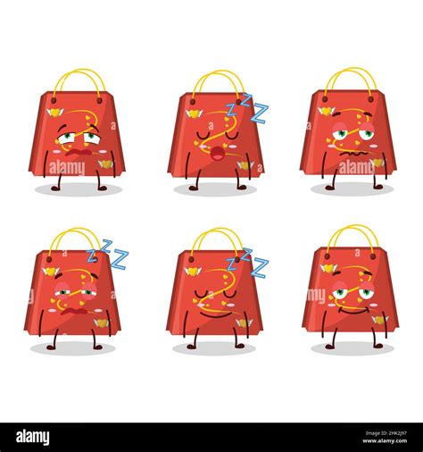 Cartoon Character Of Red Love Bag With Sleepy Expression Vector