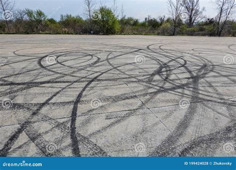 Burnout Drifting Car Tire Marks Stock Photo - Image of manhattan ...