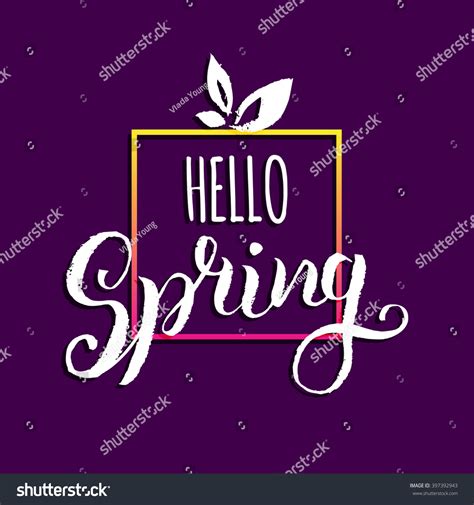 Hello Spring Vector Illustration Background Hand Stock Vector Royalty