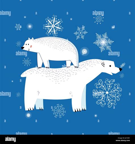 Festive Christmas Greeting Card With Polar Bears Stock Vector Image