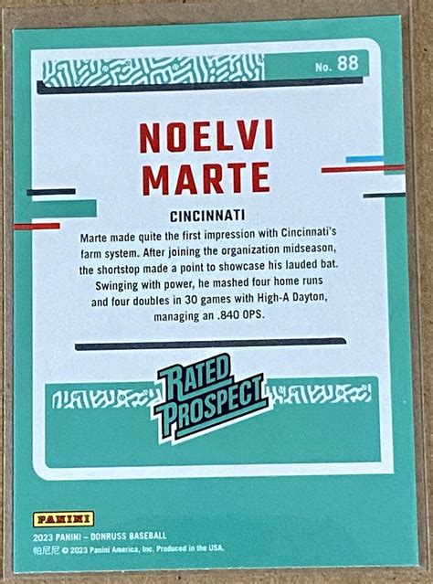 Panini Donruss Rated Prospect Noelvi Marte Rc For Sale