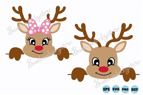 Christmas Reindeer Faces Svg Graphic By Bumbimluckystore Creative Fabrica