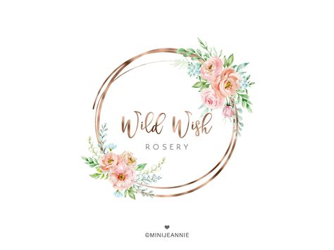 Floral Logo Flower Logo Floral Frame Logo Circle Logo Round Etsy