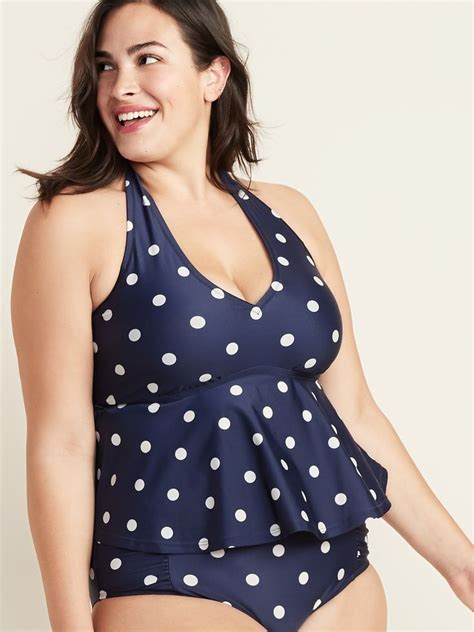 Peplum Hem Plus Size Halter Tankini Swim Top Old Navy Plus Size