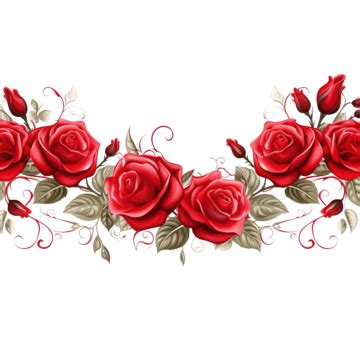 Valentine Horizontal Border With Red Rose And Love, Valentine Chocolate ...