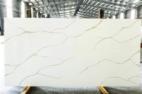 LQ 911 Calacatta Wavy Gold Quartz Slabs Vietnam From Viet Nam