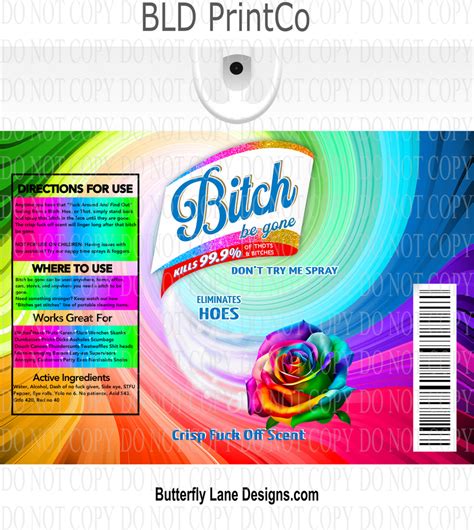 Bitch Be Gone Adult Themed Wrap Rainbow 2 Tumbler Wrap Butterfly Lane Designs