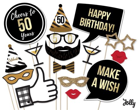 50th Birthday Photo Booth Props Printable Pdf Birthday Party Etsy