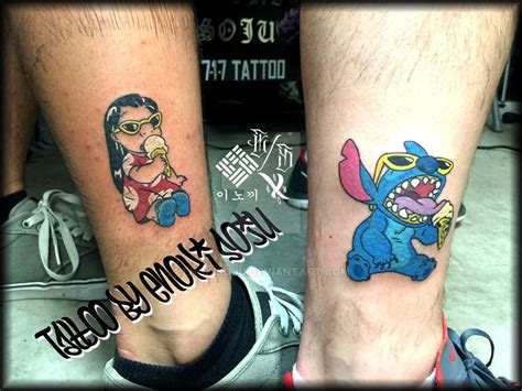 His And His Matching Lilo Stitch Tattoo By Enoki Lilo And Stitch