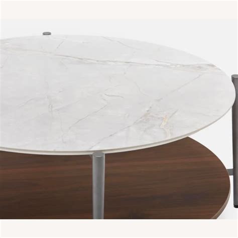 Structube Wood And Marble Coffee Table Aptdeco