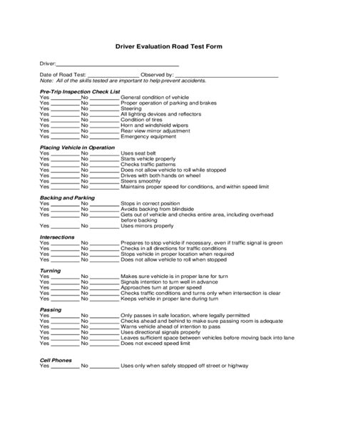 Driver Road Test Evaluation Form Edit Fill Sign Online Handypdf