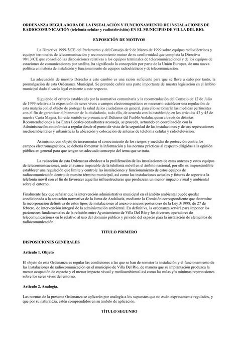 Pdf Ordenanza Reguladora De La Instalaci N Y Funcionamiento De