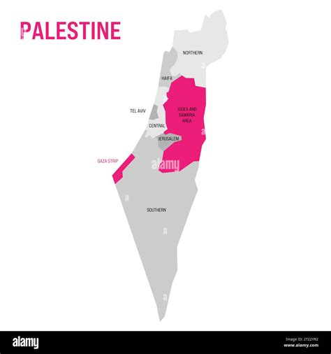 Political Map Of Palestine Highlighted In The Map Of Israel Pink