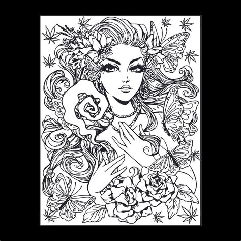 Stoner Babe Coloring Pages For Adults Etsy