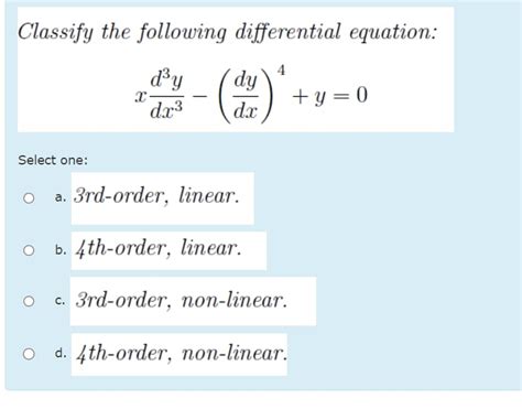 Solved Classify The Following Differential Chegg