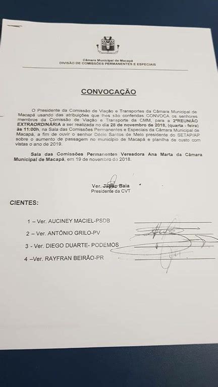 Nota Imprensa C Mara Municipal De Macap