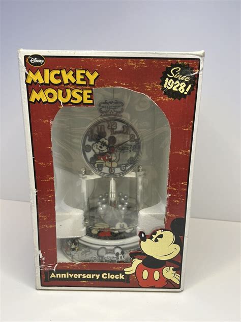 Disney Mickey Mouse Vintage Anniversary Glass Dome Clock With Box Ebay