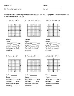 Graphing A Parabola From Vertex Form Worksheet Answer Key - Ivuyteq