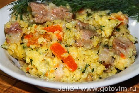 Пшённая каша с мясом и шкварками. Рецепт с фото