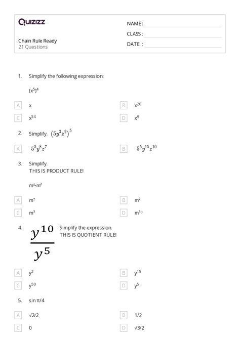 50 Chain Rule Worksheets On Quizizz Free And Printable