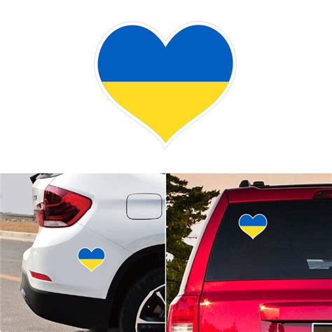 Heart Shape Ukrainian Flag Car Stickers Ukraine Auto Window Decal 1pc