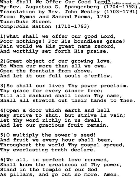 Methodist Hymn What Shall We Offer Our Good Lord Lyrics With Pdf