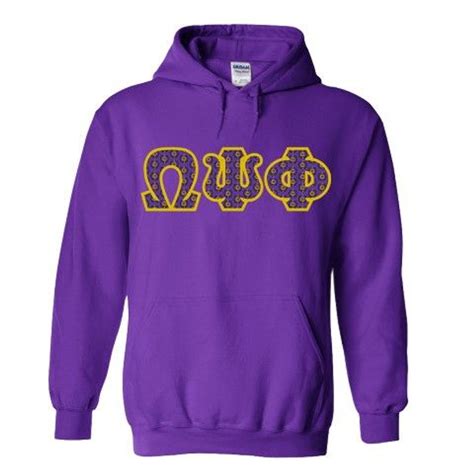 Omega Psi Phi Fraternity Crest Shield Twill Letter Hooded Sweatshirt