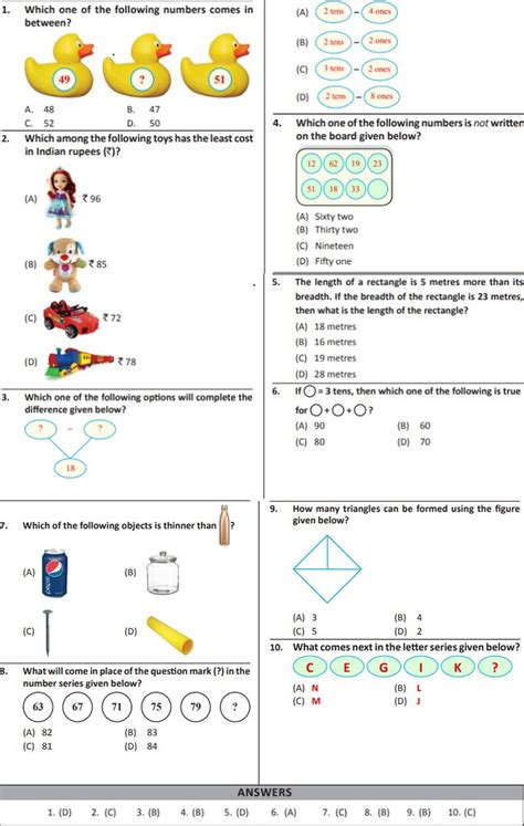 Silverzone Maths Olympiad Iom Sample Question Paper 2023 For Class 1