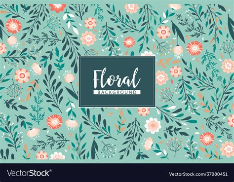 Floral Background With Hand Drawn Flowers Vector Image