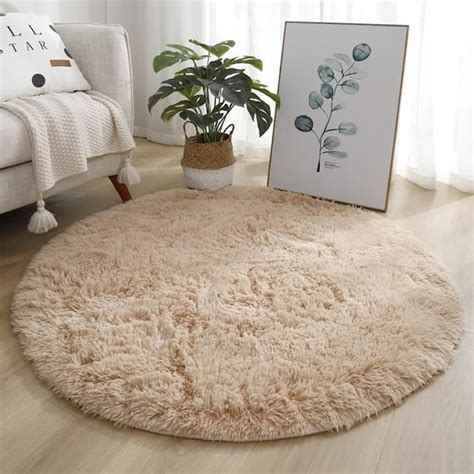 Tapis Rond À Poils Longs Doux Et Moelleux Tapis Décoratif Antidérapant