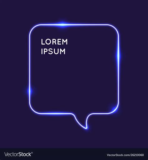 Speech Bubble Neon Glow Against A Dark Background Vector Image