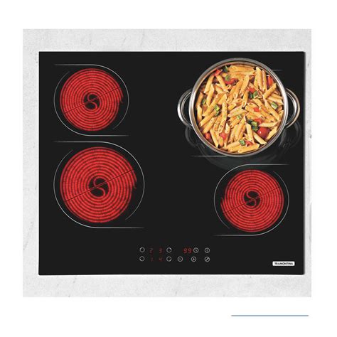 Cooktop Elétrico Tramontina New Square Vitrocerâmico Com 4 Áreas De Aquecimento E Comando Touch