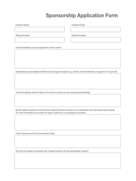 Sponsorship Template Form