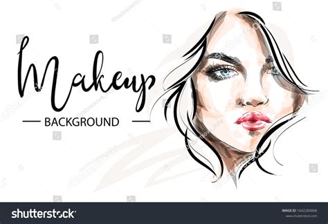 Hand Drawn Glamour Young Woman Face Stock Vector Royalty Free