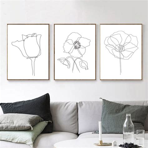 Minimalist Art Flower Print Line Drawing Printable Wall Art Inspire