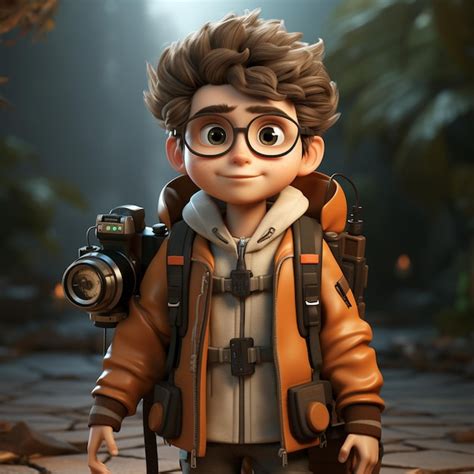 Ilustración en 3d del personaje de dibujos animados del fotógrafo