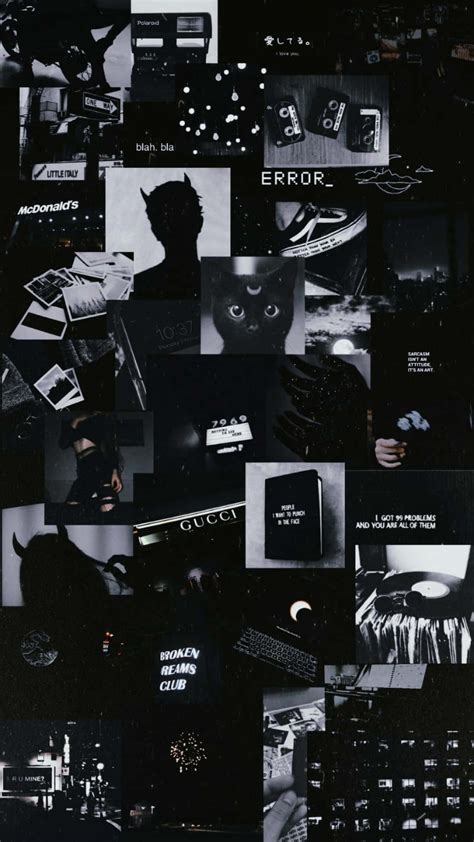 Download Edgy Black Aesthetic Collage Grunge Wallpaper | Wallpapers.com