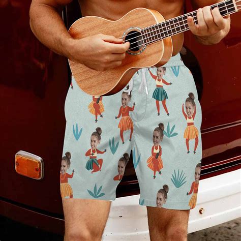 Funny Men Bathing Suit Custom Swim Trunks Hawaii Dance Etsy