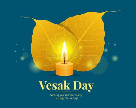 Vesak Day Banner Gold Dharmachakra Wheel Of Dhamma Sign On Blue