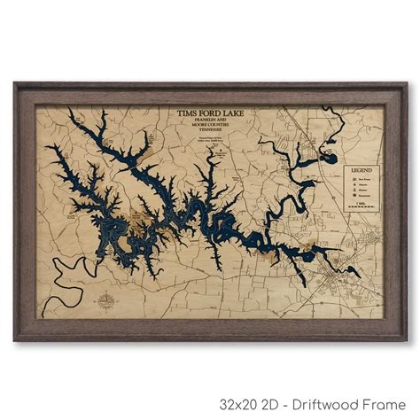 Tims Ford Lake Custom Wood Map 3d Wall Art Contour Map Lake House Decor