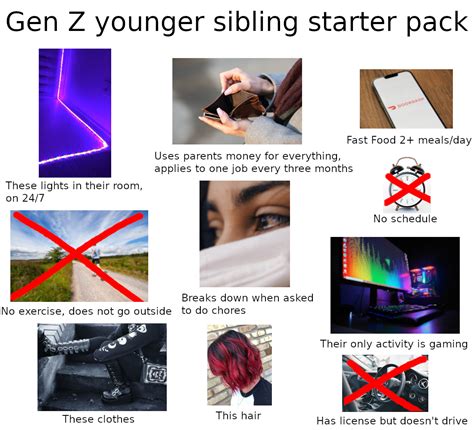 Gen Z Younger Sibling Starter Pack Rstarterpacks
