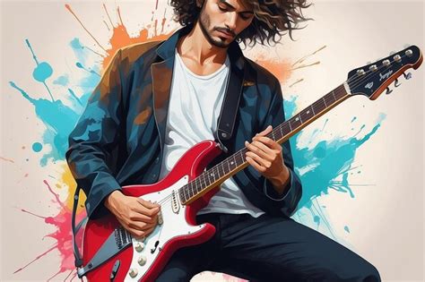 Premium Photo Guitarist Plays The Electric Guitar On Abstract