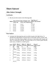 Alka Seltzer Strength Docx Short Answer Alka Seltzer Strength Lab