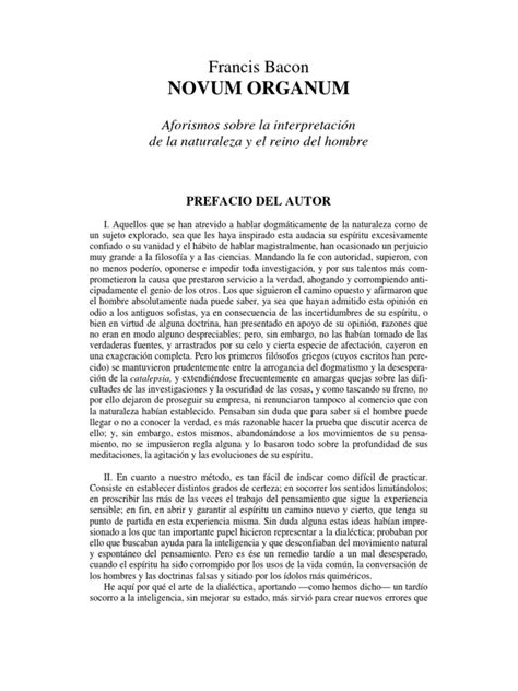 PDF Francis Bacon Novum Organum O Indicaciones Relativas A La