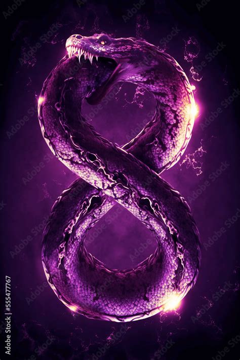 Purple Glowing Ouroboros Or Uroboros Ancient Symbol Depicting A