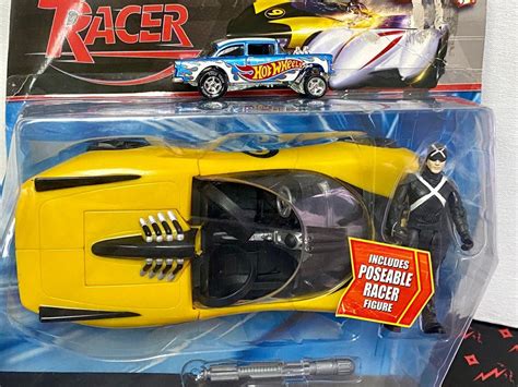 Hot Wheels Vintage Speed Racer With Poseable Racer Figure Sawblade Rocket Launcher Hotwheels