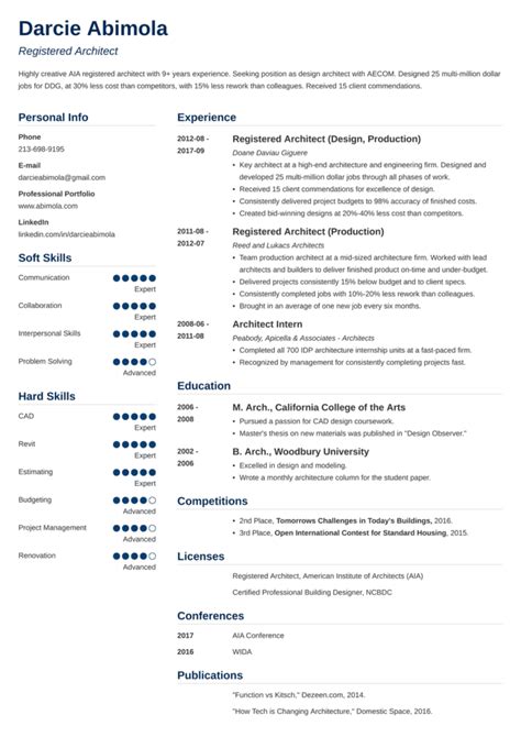 Free Printable Architecture Resume Template